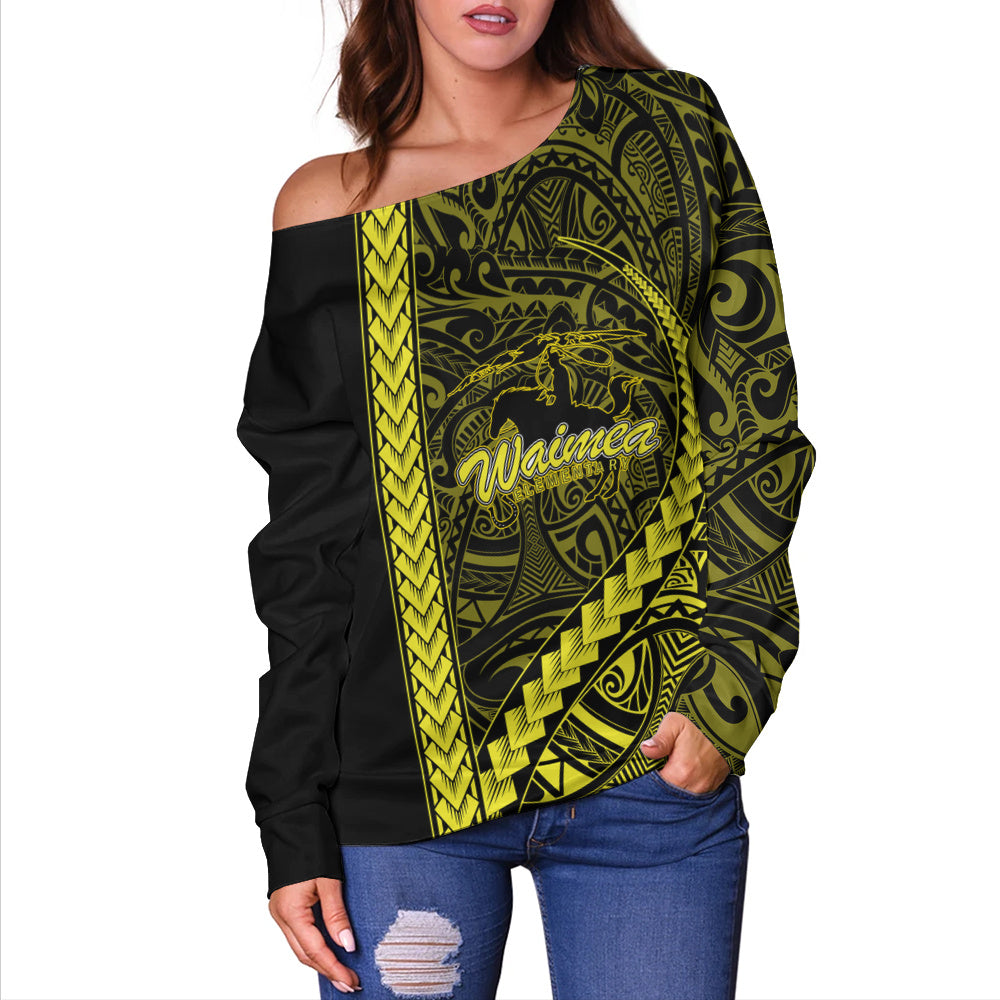 Waimea Elementary School Off Shoulder Sweatshirt Tribal Polynesian Pride Style