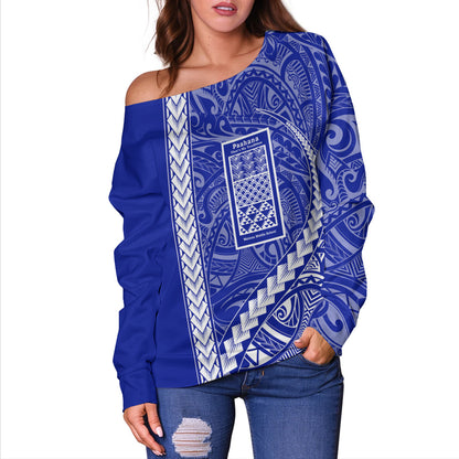 Waimea Middle Public Conversion Charter School Off Shoulder Sweatshirt Tribal Polynesian Pride Style