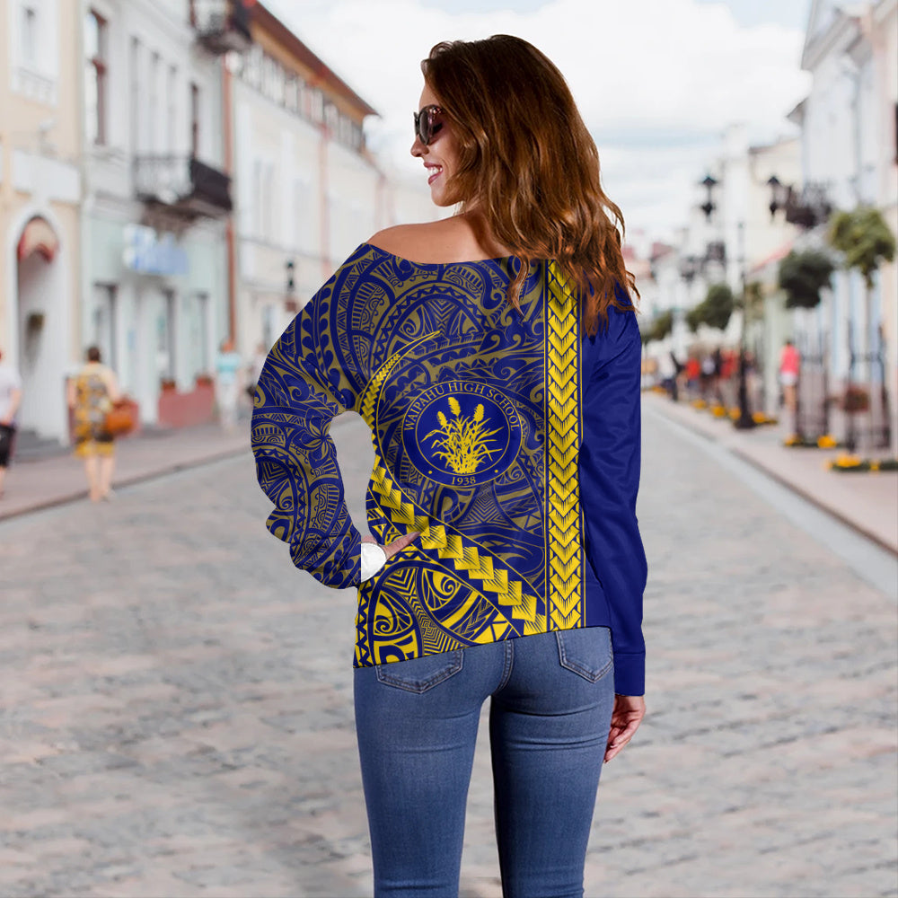 Waipahu High School Off Shoulder Sweatshirt Tribal Polynesian Pride Style