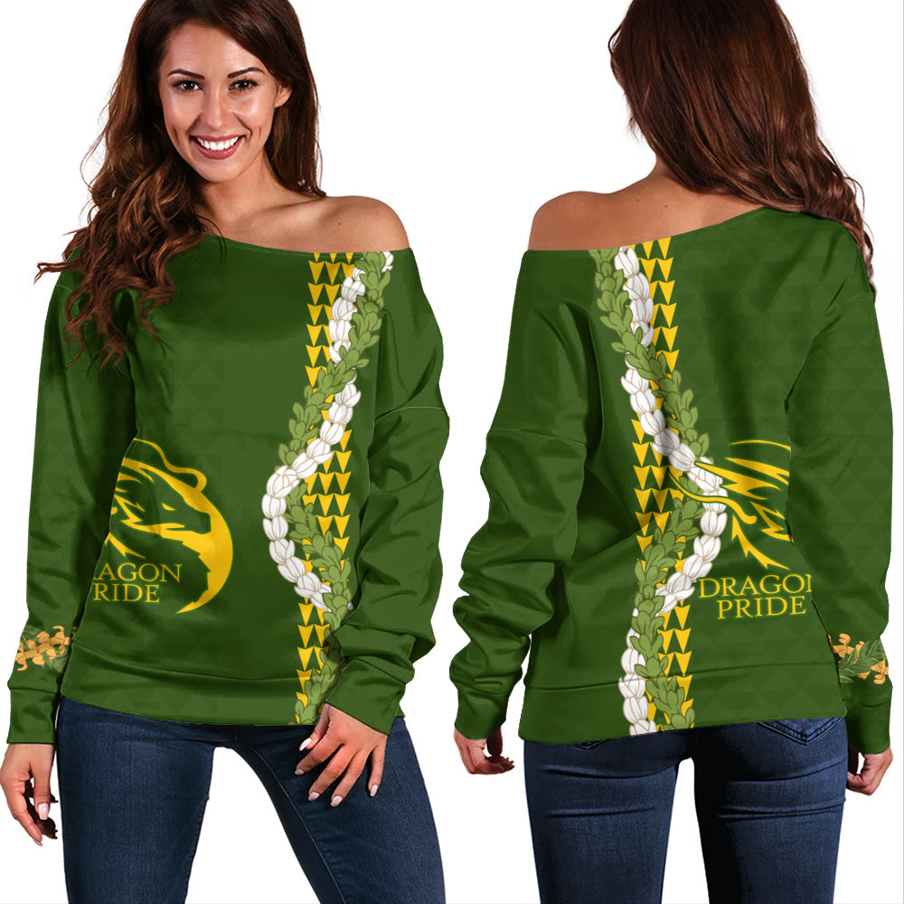 Honokaʻa High & Intermediate School Off Shoulder Sweatshirt Puakenikeni Maile Flower Lei