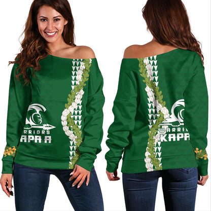 Kapaa High School Off Shoulder Sweatshirt Puakenikeni Maile Flower Lei