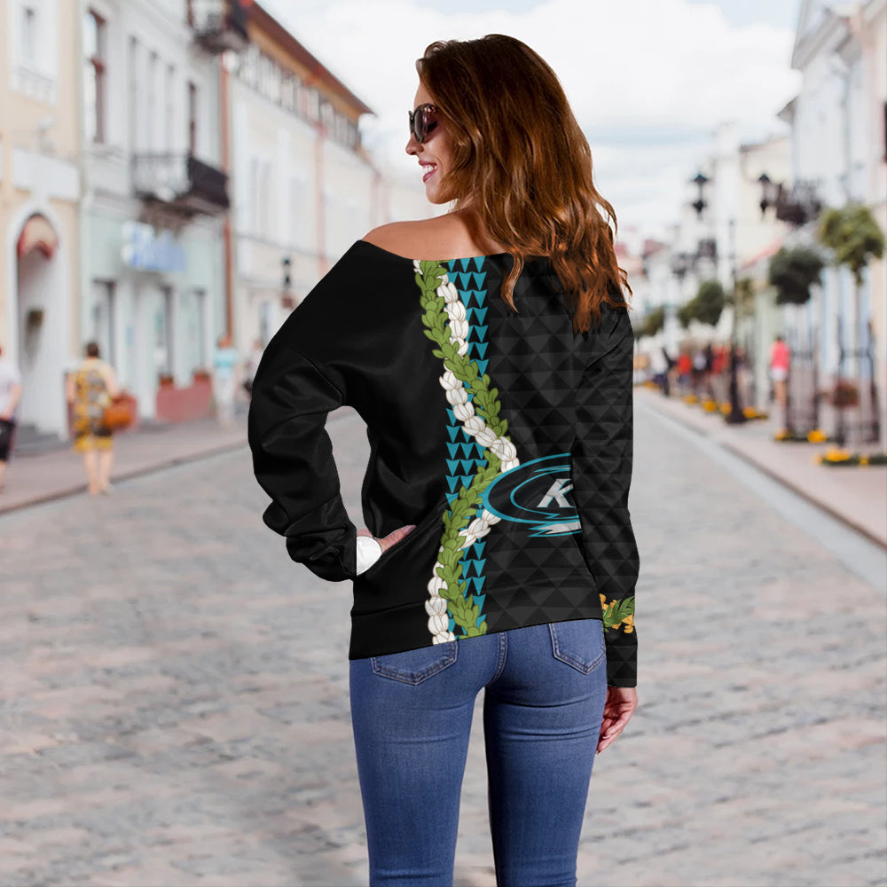 Kapolei High School Off Shoulder Sweatshirt Puakenikeni Maile Flower Lei