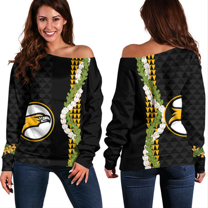 Nanakuli High and Intermediate School Off Shoulder Sweatshirt Puakenikeni Maile Flower Lei
