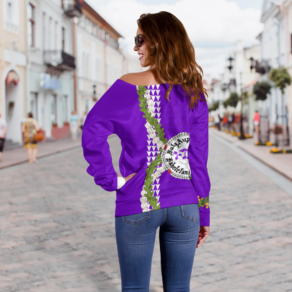 Ni'ihau High and Elementary School Off Shoulder Sweatshirt Puakenikeni Maile Flower Lei