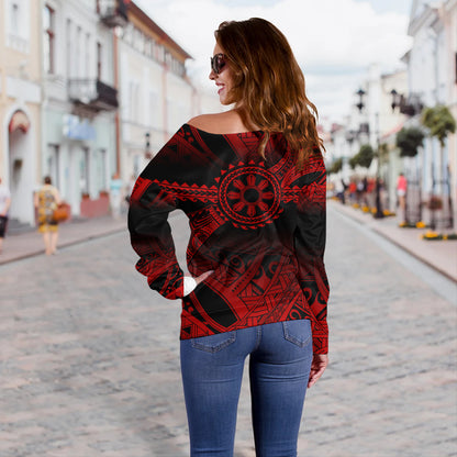 Philippines Filipinos Off Shoulder Sweatshirt Polynesian Tribal Sun Tribal Legacy