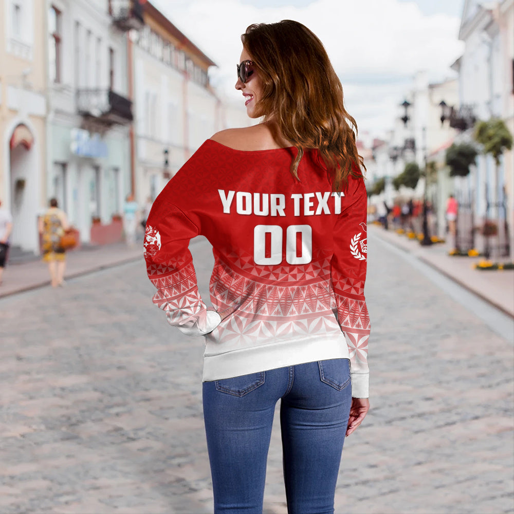 Tonga Off Shoulder Sweatshirt Mate Ma'a Tonga Rugby Ngatu Athletic Style