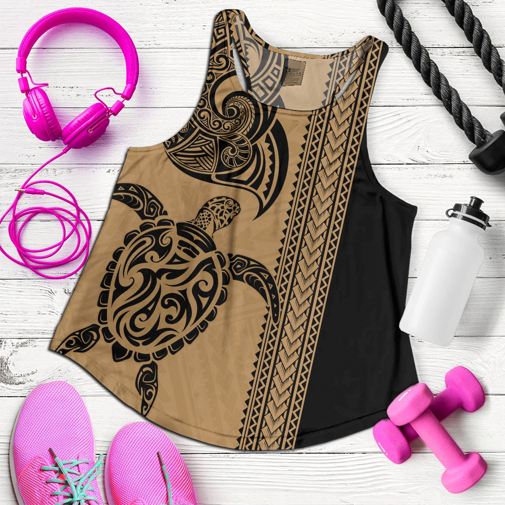 Hawaii Women Tank Polynesia Tribal Turtle Tattoo