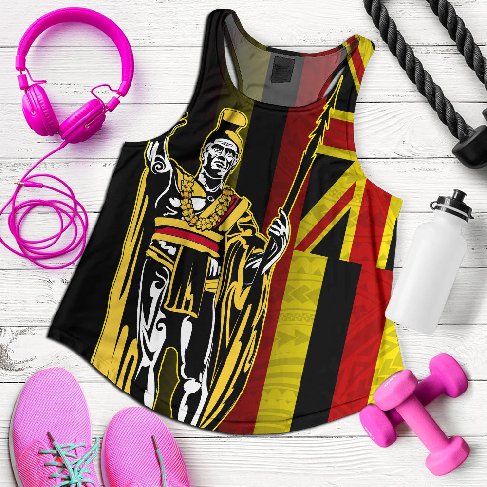 Hawaii Women Tank King Kamehameha Gold Flag Island Royalty Style