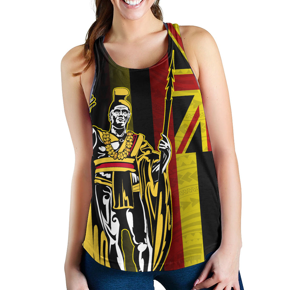Hawaii Women Tank King Kamehameha Gold Flag Island Royalty Style