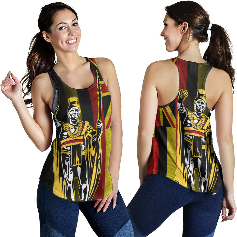 Hawaii Women Tank King Kamehameha Gold Flag Island Royalty Style