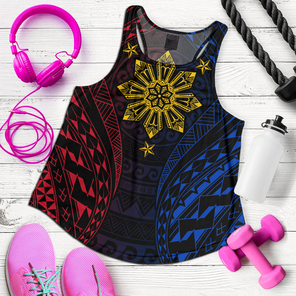 Philippines Filipinos Women Tank Sun Flag Tribal Tattoo Pattern