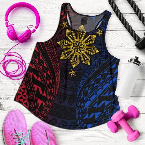 Philippines Filipinos Women Tank Sun Flag Tribal Tattoo Pattern