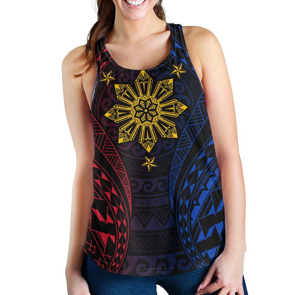 Philippines Filipinos Women Tank Sun Flag Tribal Tattoo Pattern