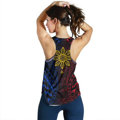 Philippines Filipinos Women Tank Sun Flag Tribal Tattoo Pattern