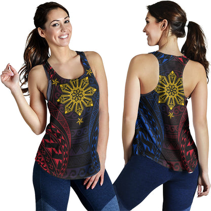 Philippines Filipinos Women Tank Sun Flag Tribal Tattoo Pattern