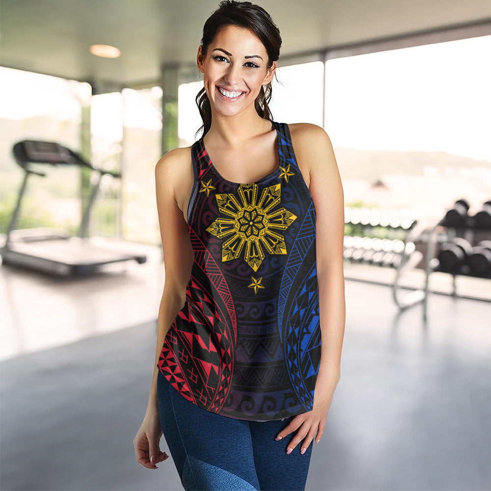 Philippines Filipinos Women Tank Sun Flag Tribal Tattoo Pattern