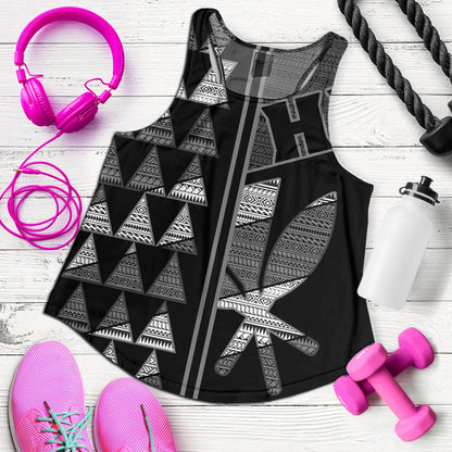 Hawaii Women Tank HI Spear Monochrome Tribal Pattern