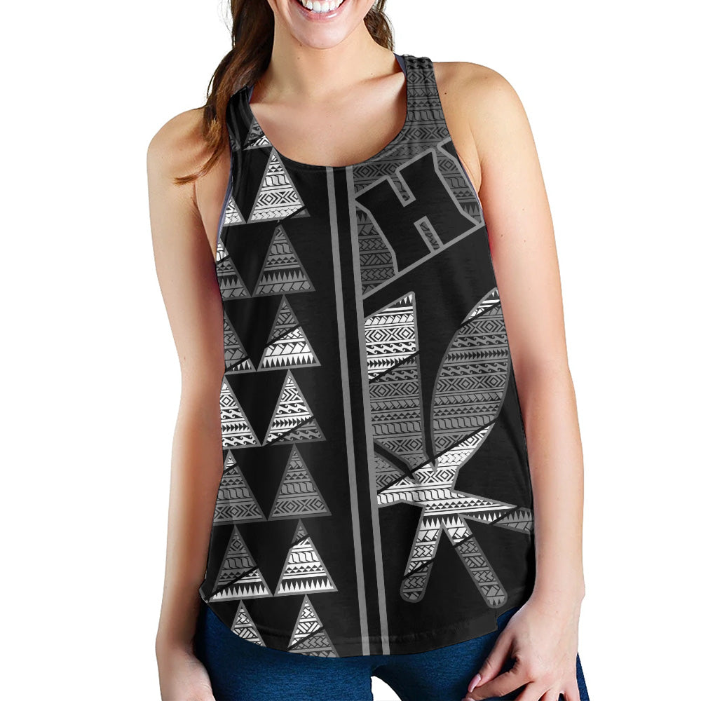 Hawaii Women Tank HI Spear Monochrome Tribal Pattern