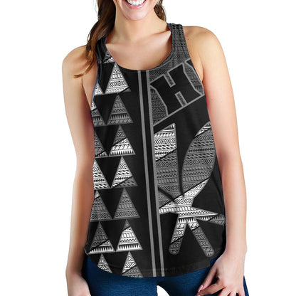 Hawaii Women Tank HI Spear Monochrome Tribal Pattern