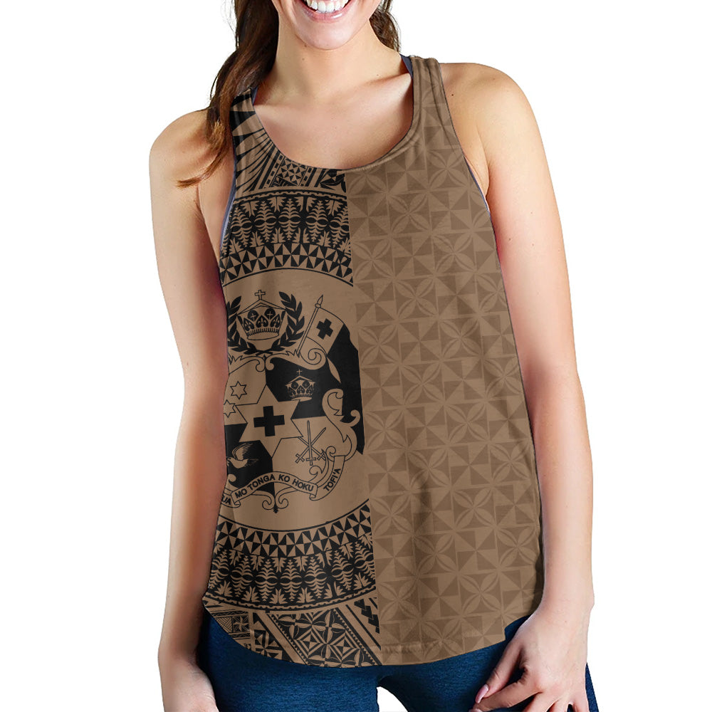 Tonga Women Tank Coat Of Arms Ngatu Tapa Heritage Style