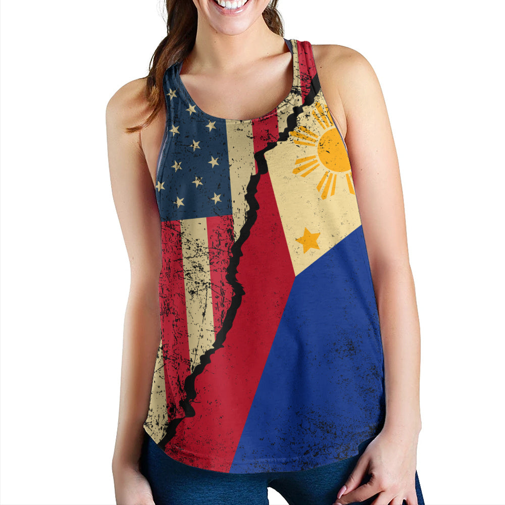 Philippines Filipinos Women Tank Filipino American Unity Style