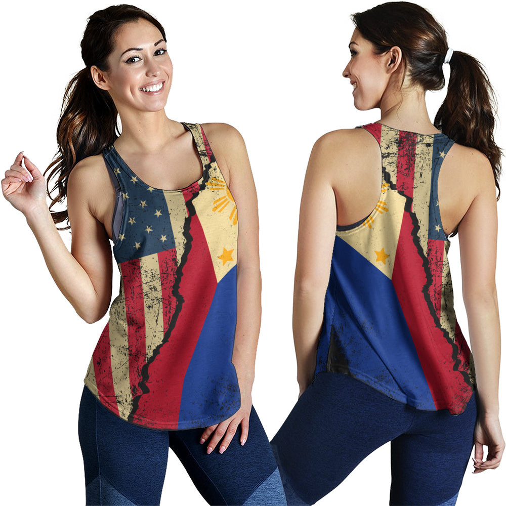 Philippines Filipinos Women Tank Filipino American Unity Style