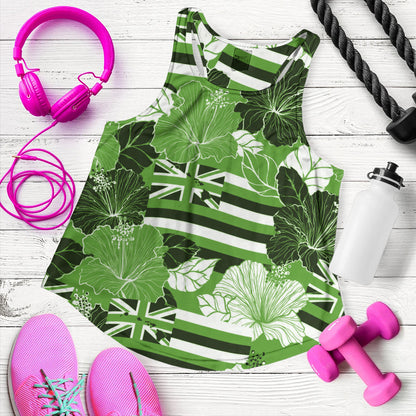 Hawaii Women Tank Hibiscus Flag Map Island Pride
