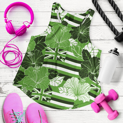 Hawaii Women Tank Hibiscus Flag Map Island Pride