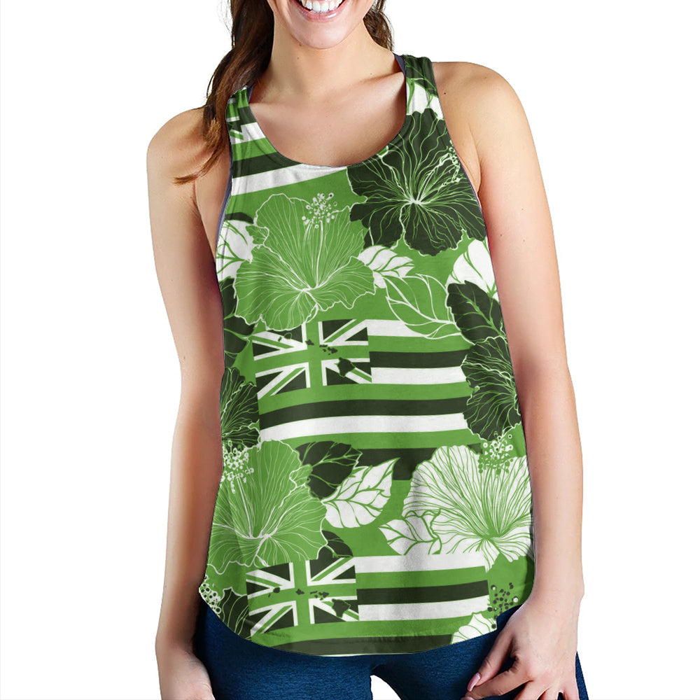 Hawaii Women Tank Hibiscus Flag Map Island Pride
