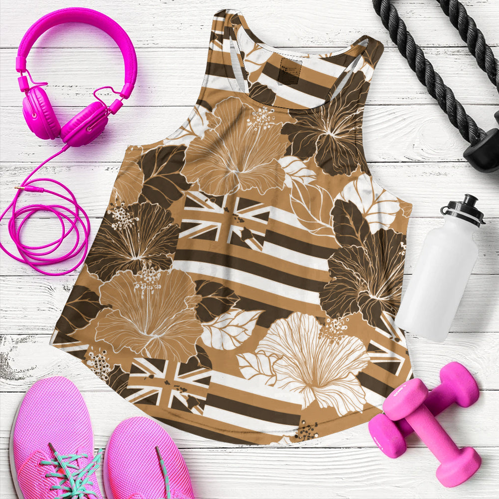Hawaii Women Tank Hibiscus Flag Map Island Pride