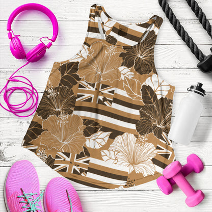 Hawaii Women Tank Hibiscus Flag Map Island Pride