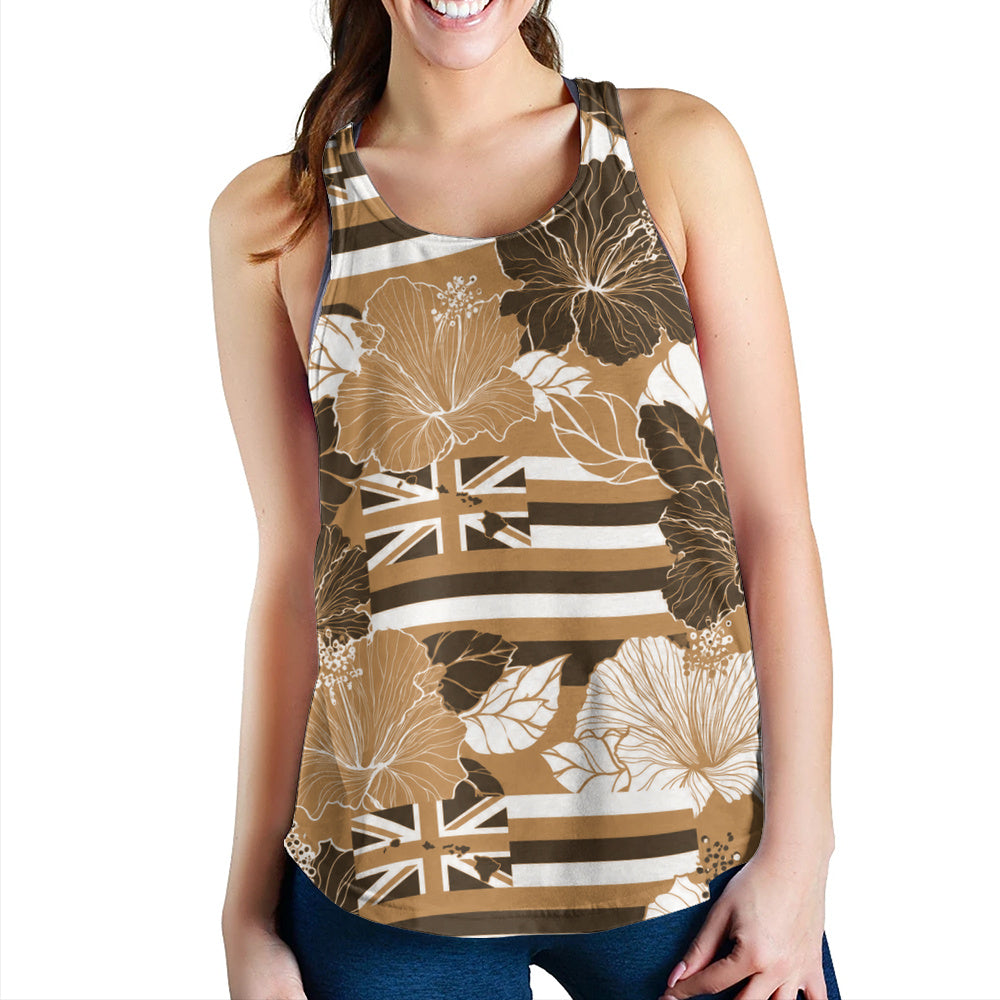 Hawaii Women Tank Hibiscus Flag Map Island Pride