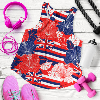 Hawaii Women Tank Hibiscus Flag Map Island Pride