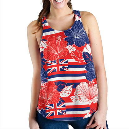 Hawaii Women Tank Hibiscus Flag Map Island Pride