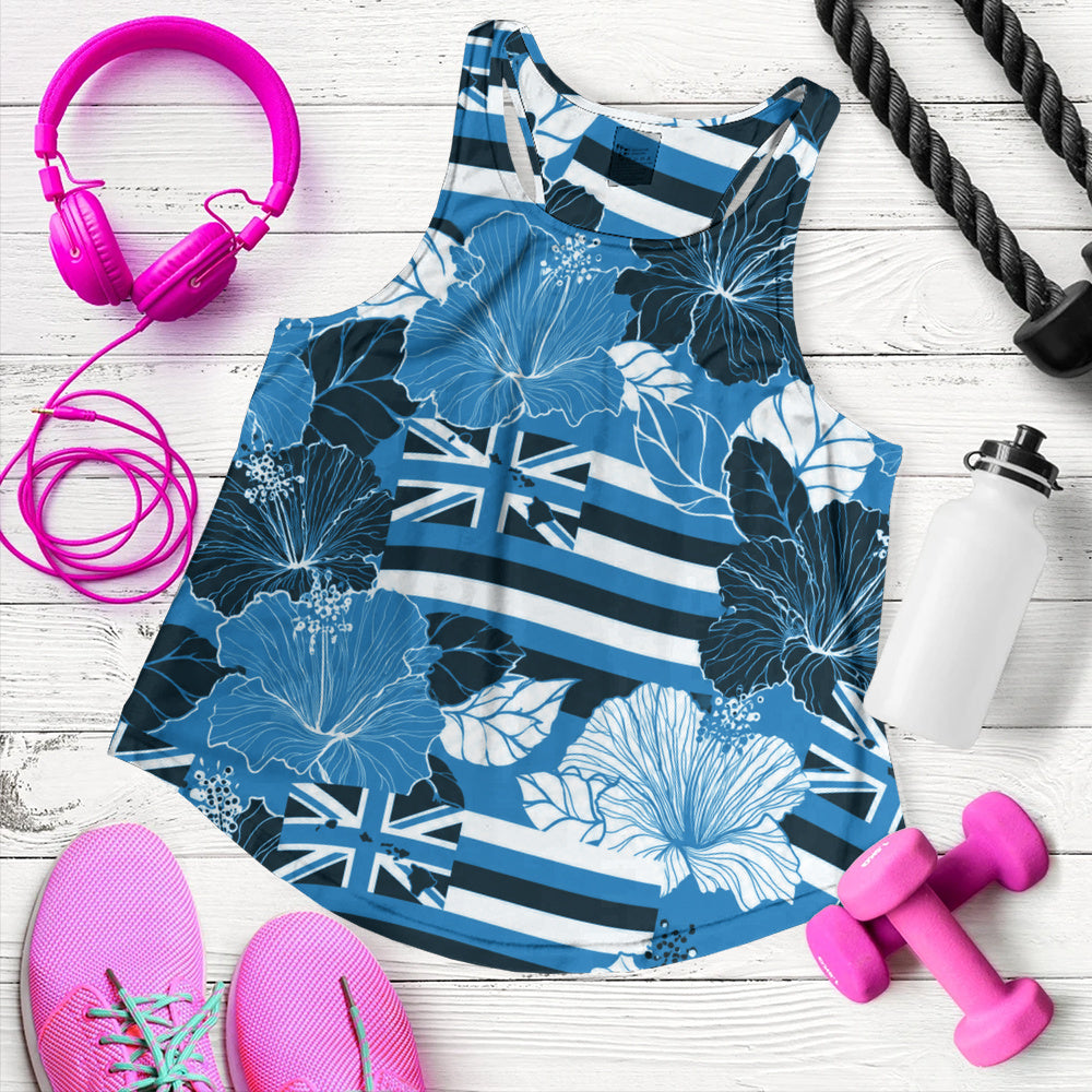 Hawaii Women Tank Hibiscus Flag Map Island Pride