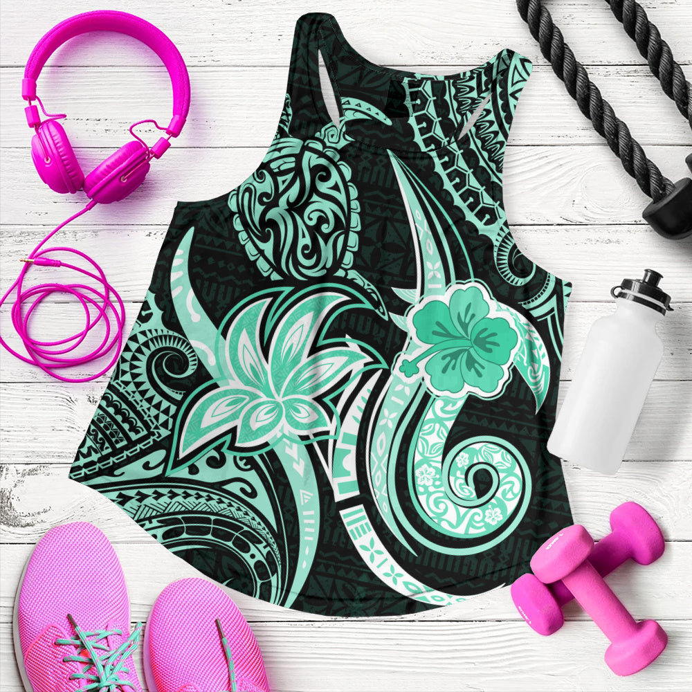 Hawaii Women Tank Honu Turtle Hibiscus Tribal Legacy