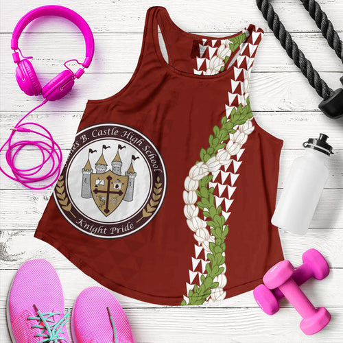 James B. Castle High School Women Tank Puakenikeni Maile Flower Lei