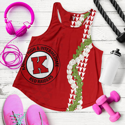 Kahuku High & Intermediate School Women Tank Puakenikeni Maile Flower Lei