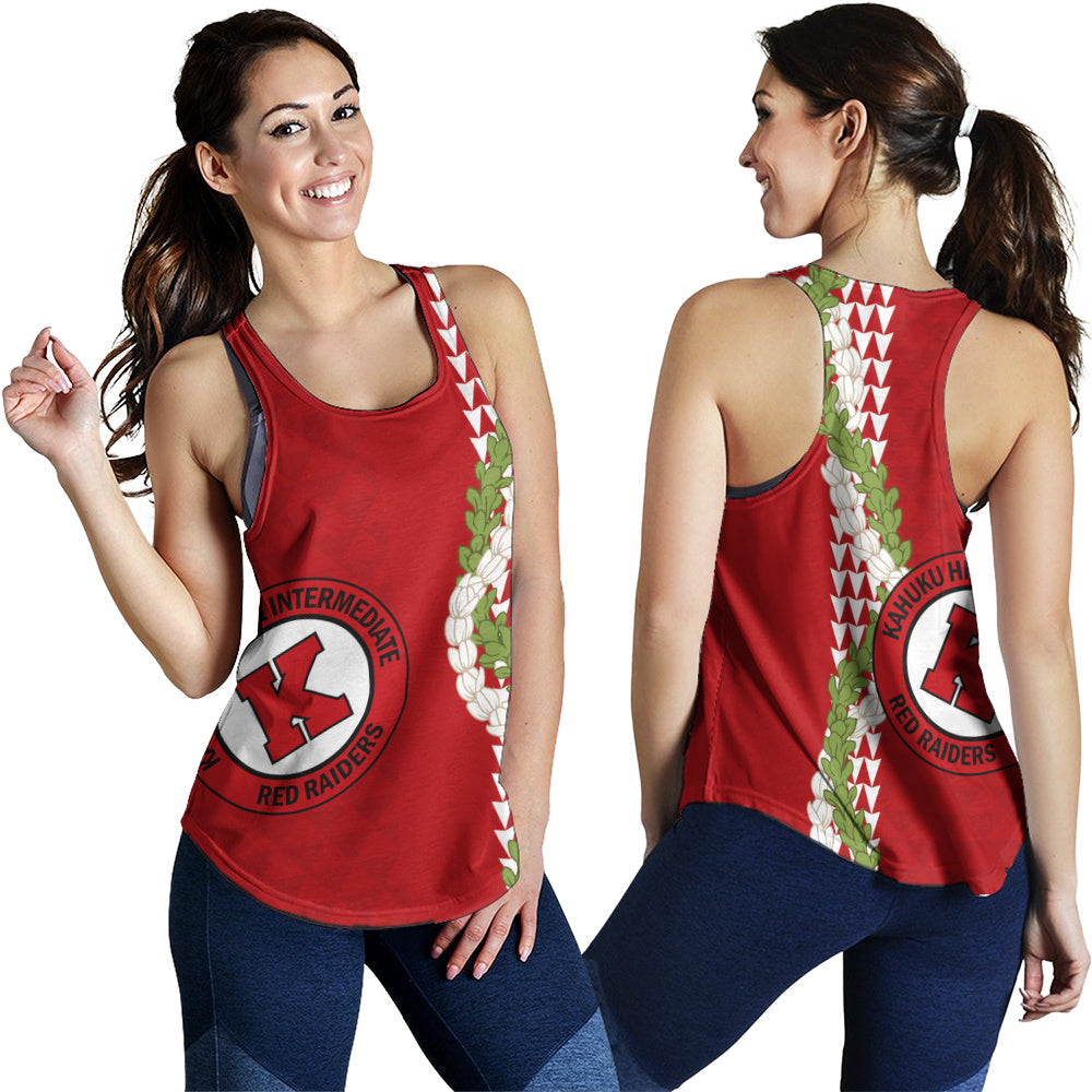 Kahuku High & Intermediate School Women Tank Puakenikeni Maile Flower Lei