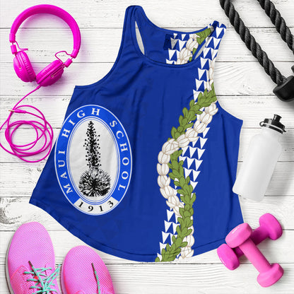 Maui High School Women Tank Puakenikeni Maile Flower Lei