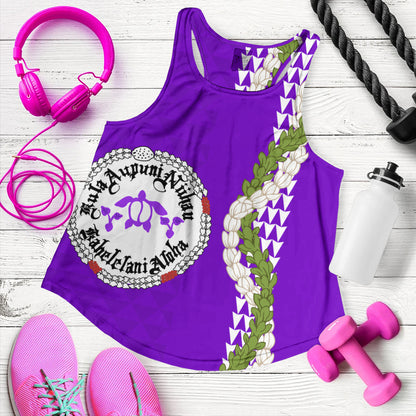 Ni'ihau High and Elementary School Women Tank Puakenikeni Maile Flower Lei