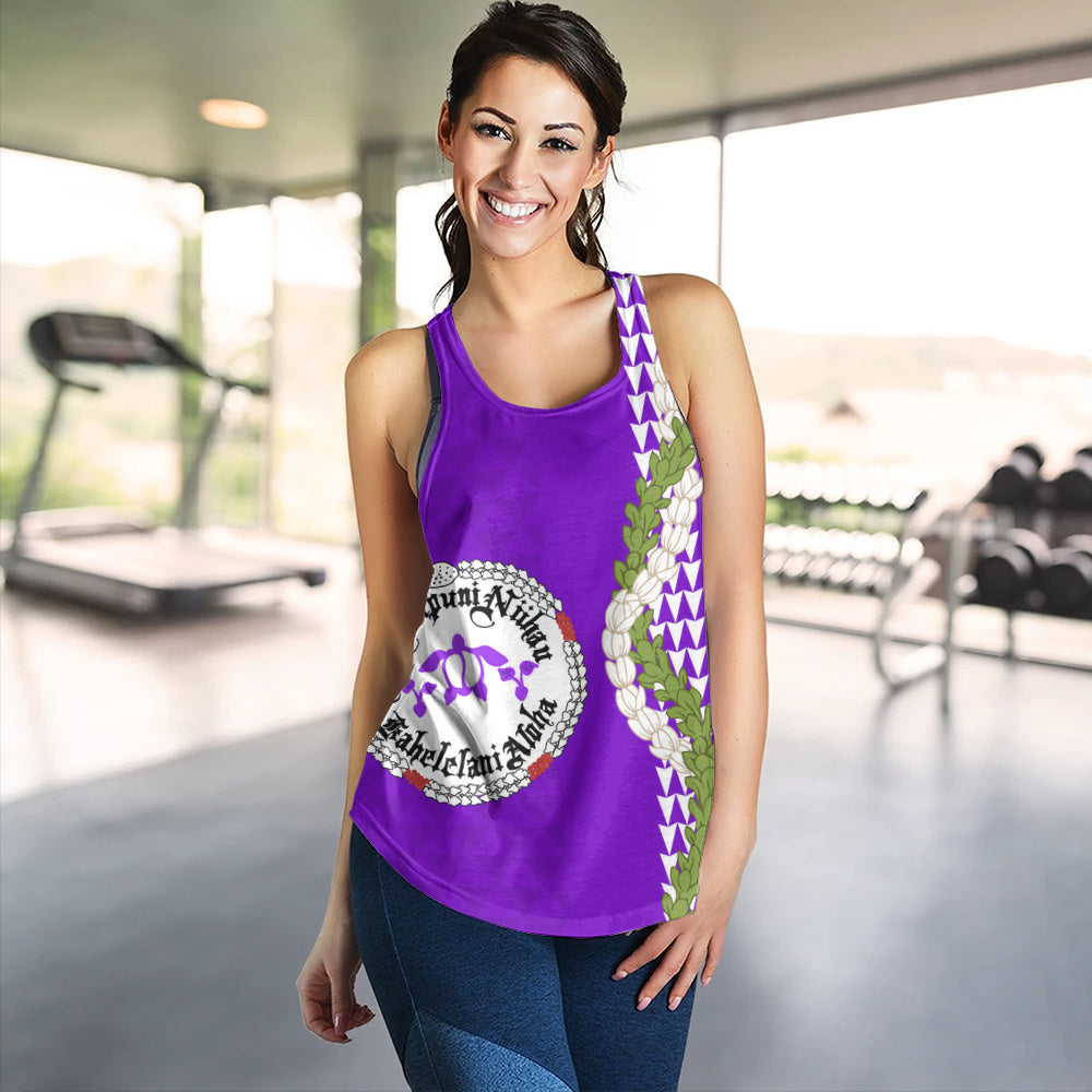 Ni'ihau High and Elementary School Women Tank Puakenikeni Maile Flower Lei