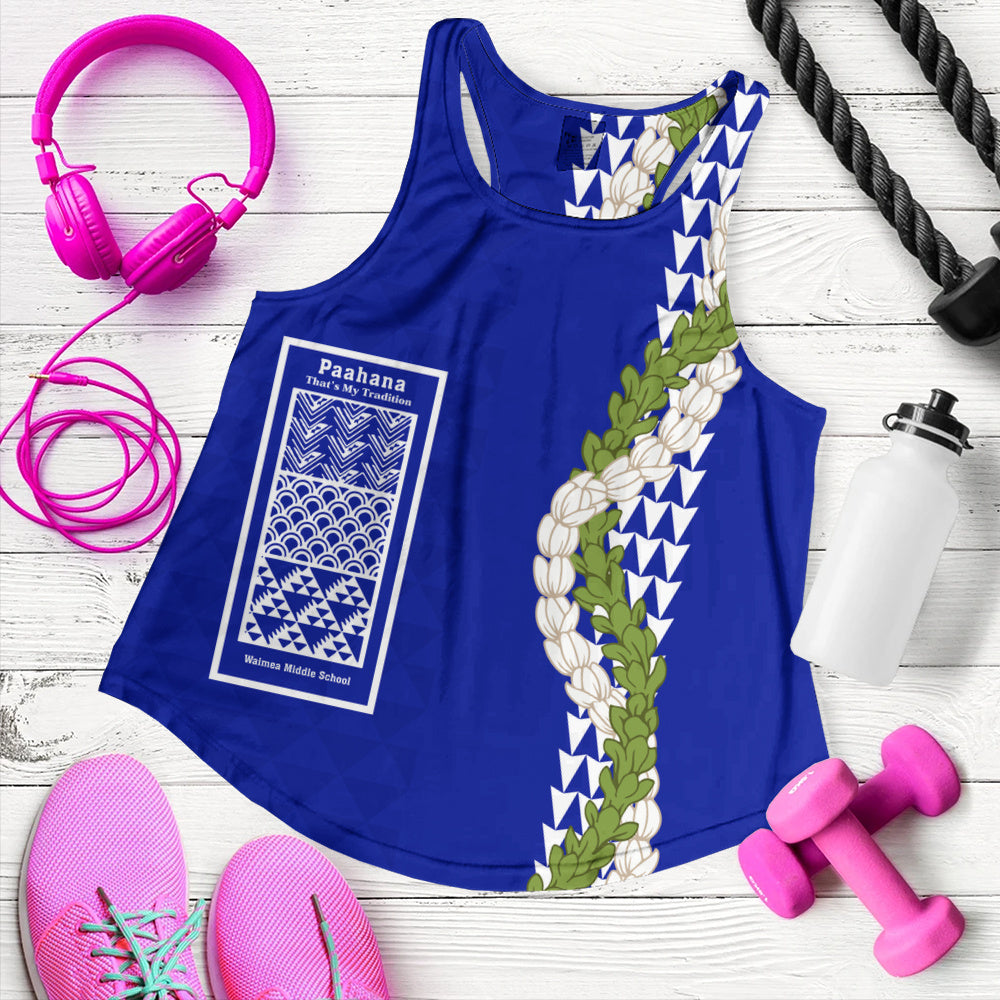 Waimea Middle Public Conversion Charter School Women Tank Puakenikeni Maile Flower Lei