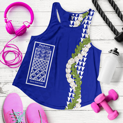 Waimea Middle Public Conversion Charter School Women Tank Puakenikeni Maile Flower Lei