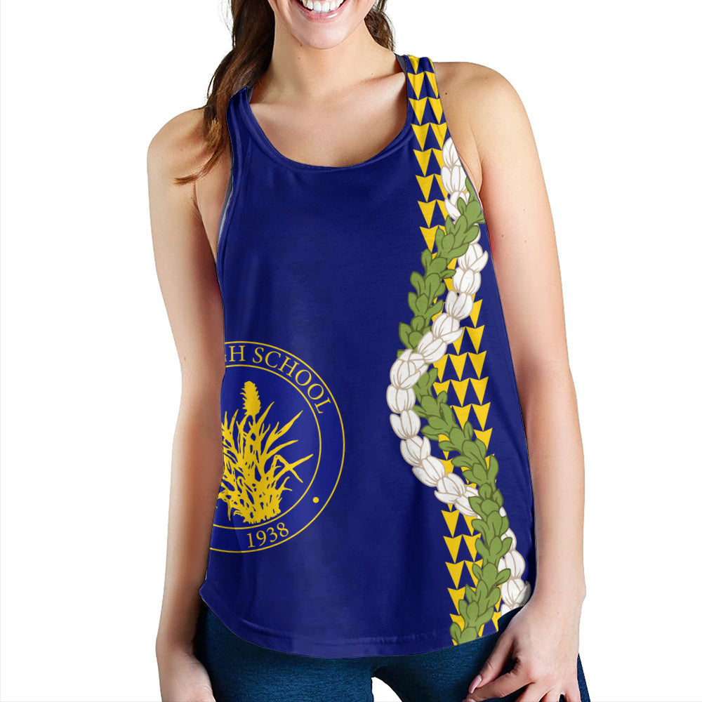 Waipahu High School Women Tank Puakenikeni Maile Flower Lei