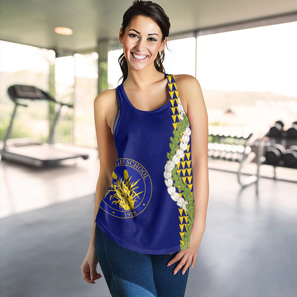 Waipahu High School Women Tank Puakenikeni Maile Flower Lei