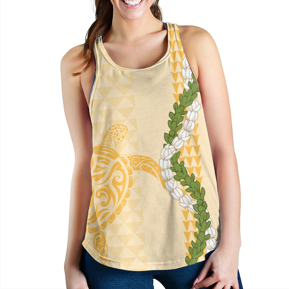 Hawaii Women Tank Turtle Puakenikeni Maile Flower Lei