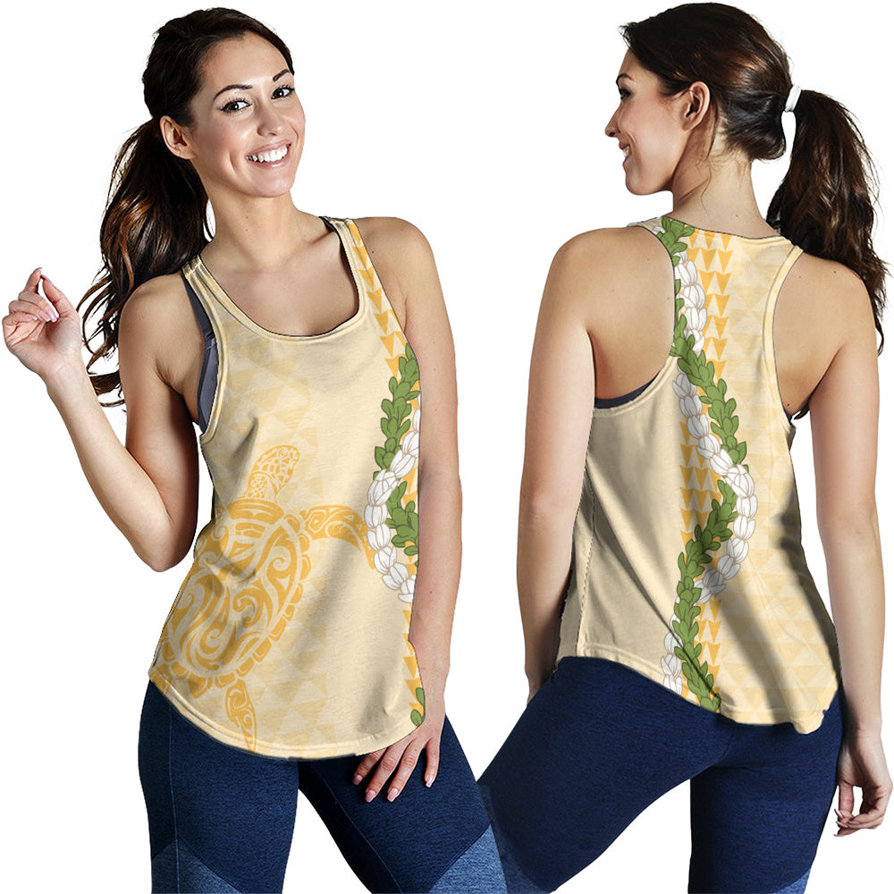 Hawaii Women Tank Turtle Puakenikeni Maile Flower Lei
