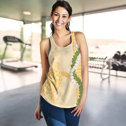 Hawaii Women Tank Turtle Puakenikeni Maile Flower Lei