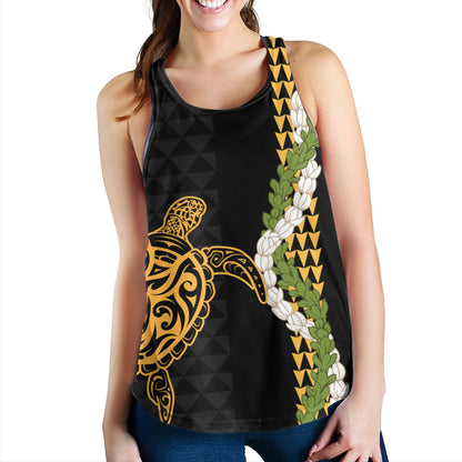 Hawaii Women Tank Turtle Puakenikeni Maile Flower Lei